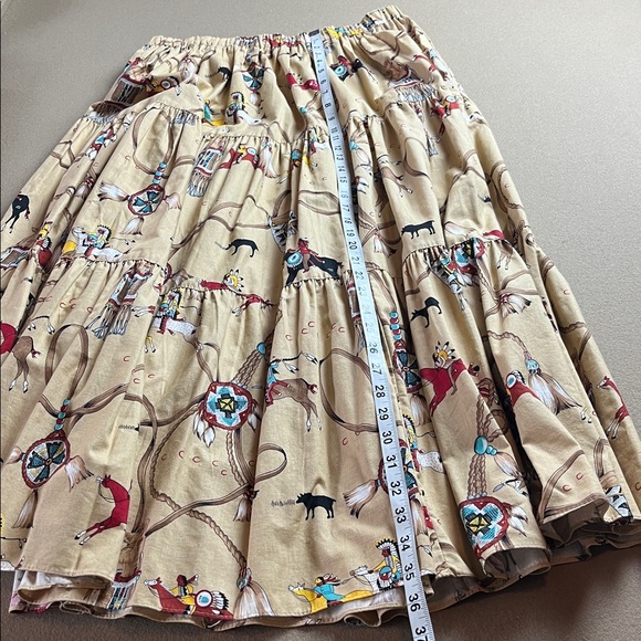 Vintage Tan Native American Theme Broom Skirt -‎ L-XL - Picture 5 of 6